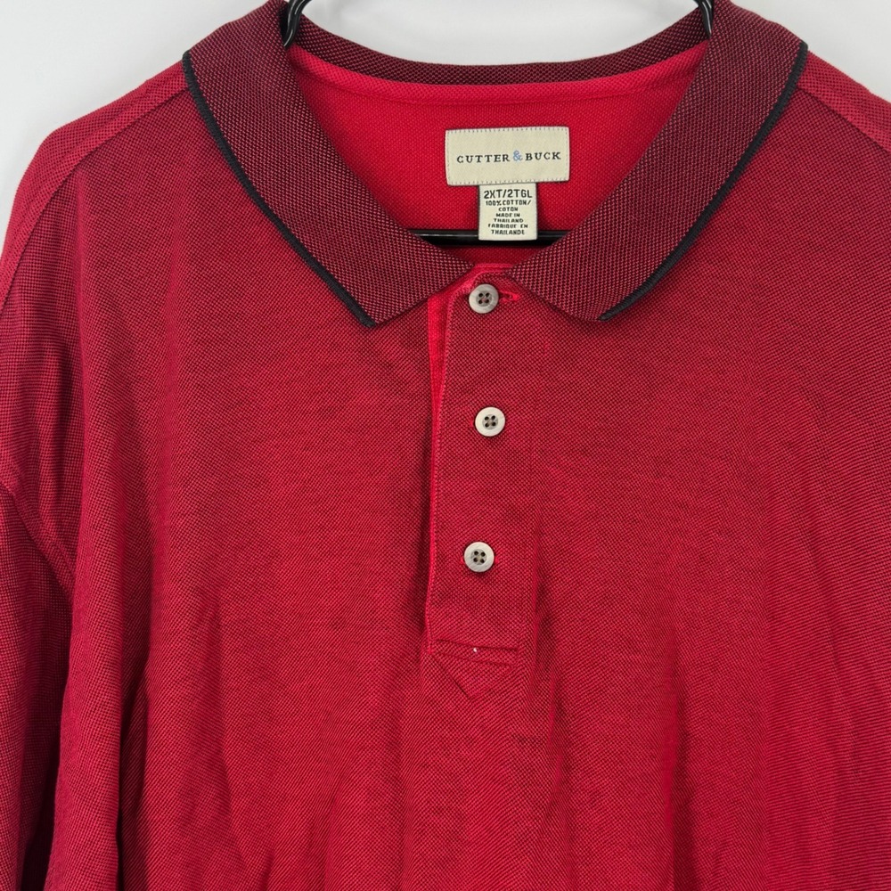 Cutter & Buck 2XL Red Polo Shirt Golf Casual Business‎ Long Sleeve